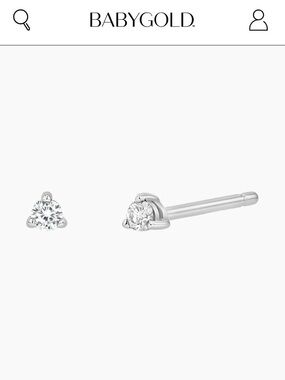 BABYGOLD Diamond Solitaire Stud Earrings in White